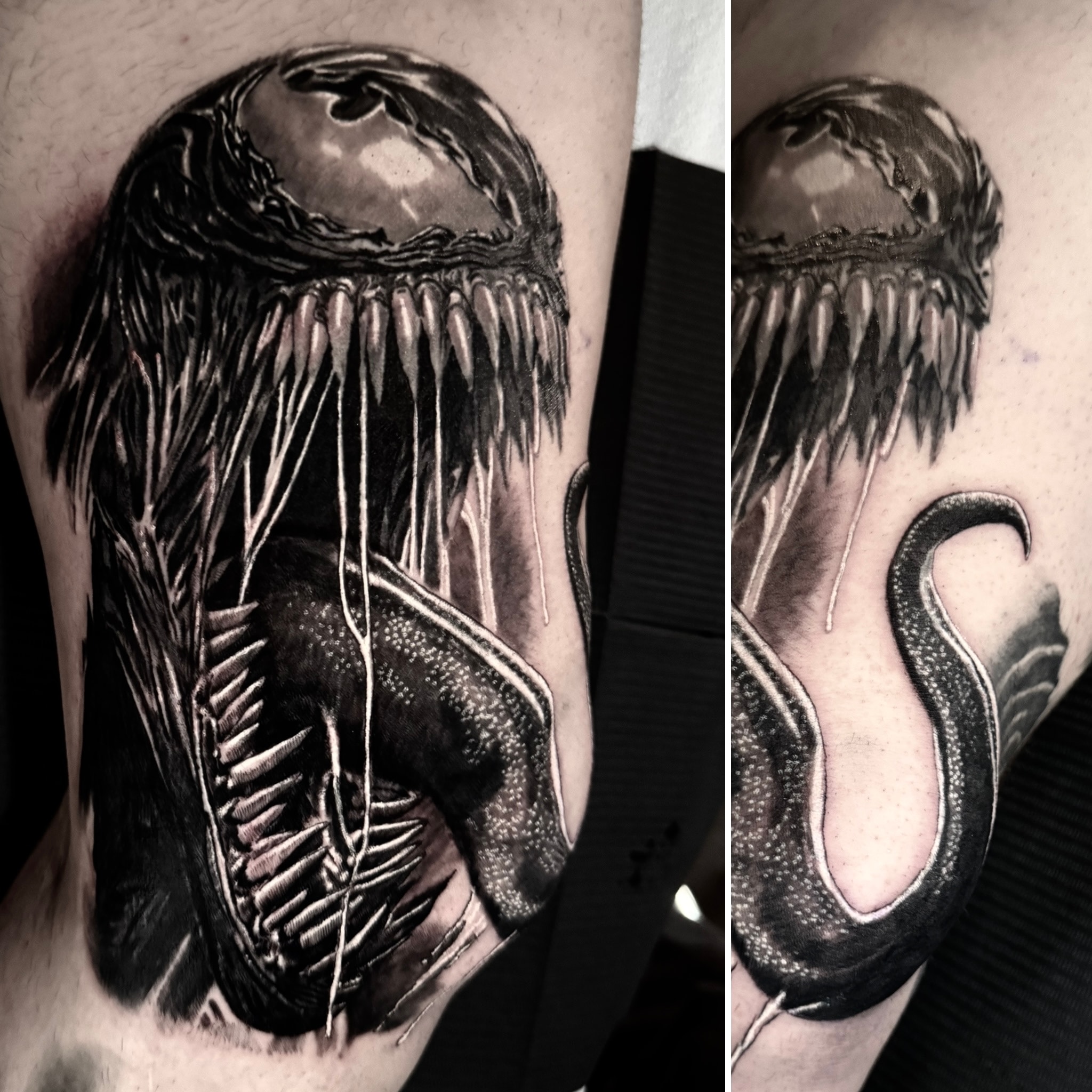 Black and white anatomical jellyfish tattoo by Steve Young